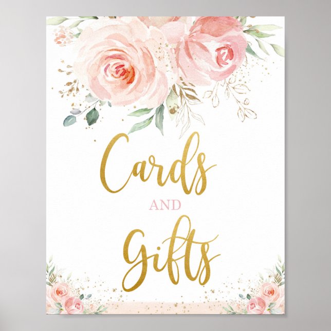 Chic Blush Pink Blumenkarten und Geschenke Poster (Vorne)