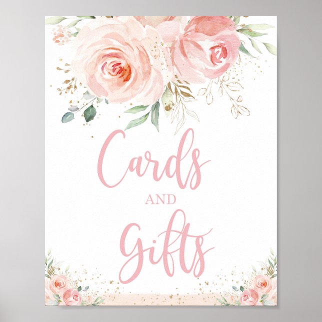 Chic Blush Pink Blumenkarten und Geschenke Tableto Poster (Vorne)