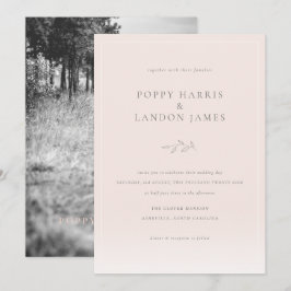 Chic Blush Pink Botanisches Foto Hochzeit Einladun Einladung