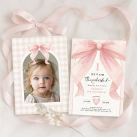 Chic Blush Pink Bow ONEderful Girl 1. Geburtstag