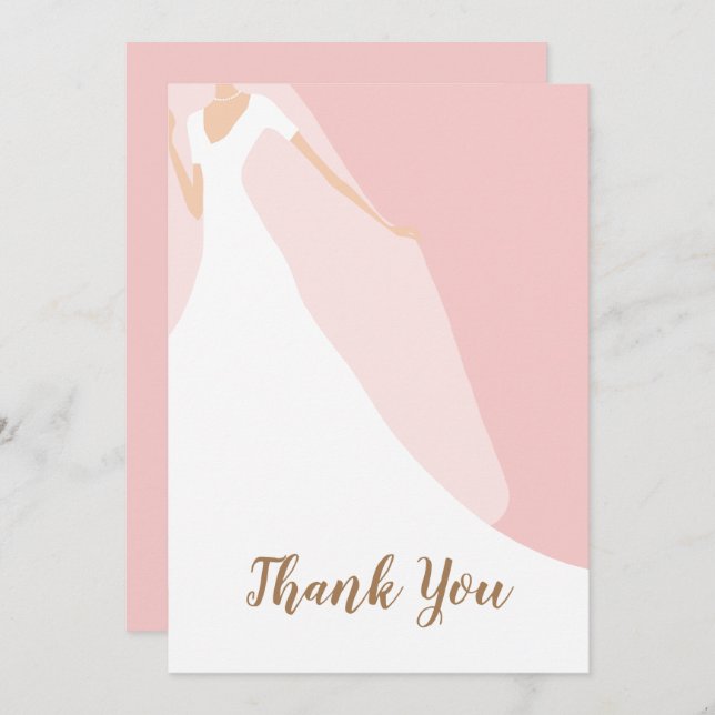 Chic Blush Pink Brautparty Dankeskarte (Vorne/Hinten)