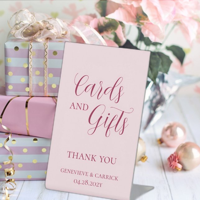 Chic Blush Pink Cards & Gifts Wedding Sockelschild (Von Creator hochgeladen)
