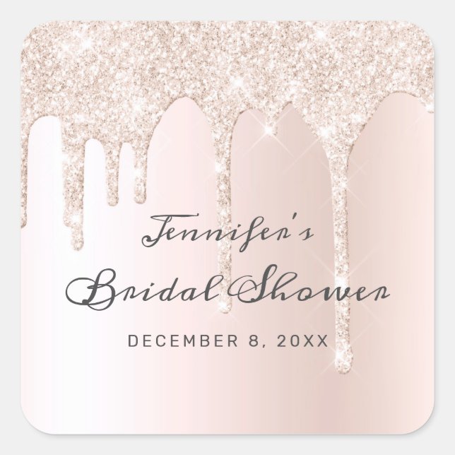 Chic Blush Pink Driving Glitzer Brautparty Quadratischer Aufkleber (Vorderseite)
