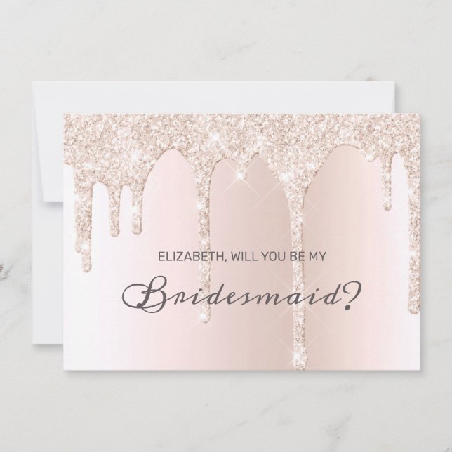 Chic Blush Pink Driving Glitzer Bridesmaid Einladung (Vorderseite)