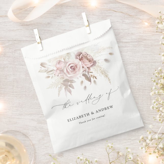 Chic Blush Pink Dusty Rose Blumenzehen Geschenktütchen (Ausgeschnitten)