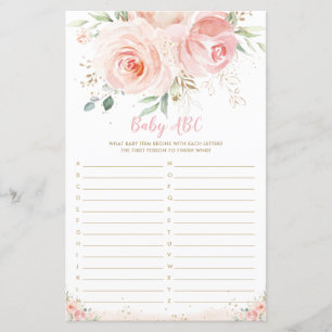 Chic Blush Pink Floral Baby ABC Fun Showspiel