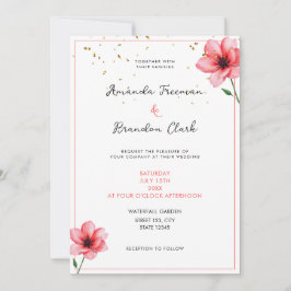 Chic Blush Pink Floral Confetti Frame Wedding Einladung