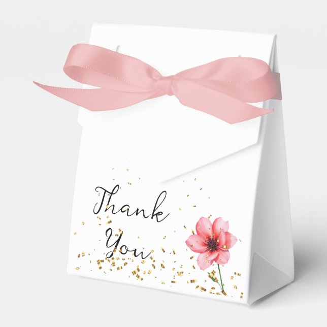 Chic Blush Pink Floral Confetti Rahmen Hochzeit Geschenkschachtel (Vorderseite)