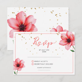 Chic Blush Pink Floral Confetti Rahmen Hochzeit RSVP Karte