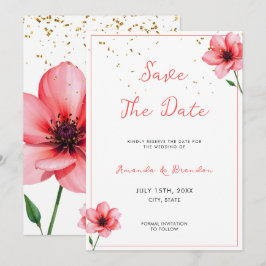 Chic Blush Pink Floral Confetti Rahmen Hochzeit Save The Date