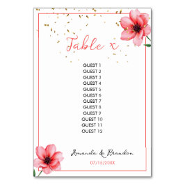 Chic Blush Pink Floral Confetti Rahmen Hochzeit Tischnummer