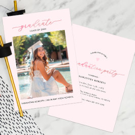 Chic Blush Pink Foto Graduation Party Einladung