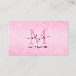 Chic Blush Pink Glitzer Monogram Visitenkarte