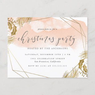 Chic Blush Pink & Gold Folies Weihnachtsfest Party Einladungspostkarte