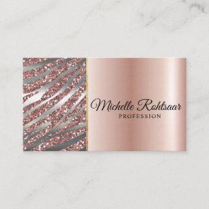 Chic Blush Pink Gold Glitzer Marble Agate Monogram Visitenkarte