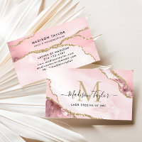 Chic Blush Pink Gold Glitzer Marble Agate Monogram