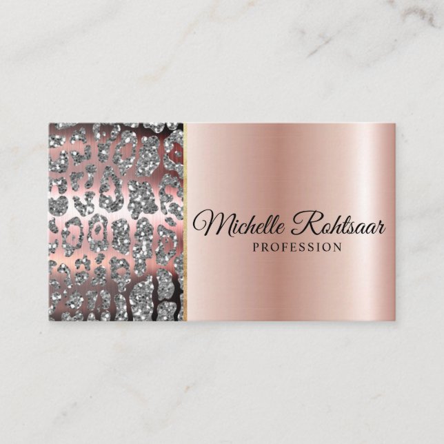 Chic Blush Pink Gold Glitzer Marble Agate Monogram Visitenkarte (Vorderseite)
