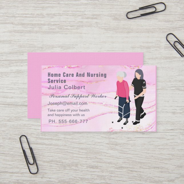 Chic Blush Pink Gold Glitzer Marmor Agat Garage Visitenkarte (Vorderseite/Rückseite Beispiel)