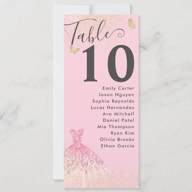 Chic Blush Pink Gold Glitzer Quinceanera Einladung (Rückseite)