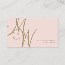 Chic Blush Pink Gold Monogram Script Initialen