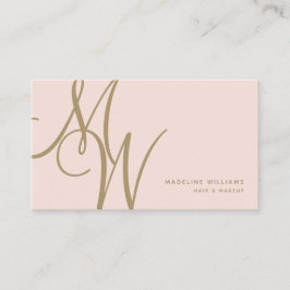 Chic Blush Pink Gold Monogram Script Initialen Visitenkarte