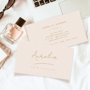 Chic Blush Pink Gold Monogram Signature Logo Visitenkarte