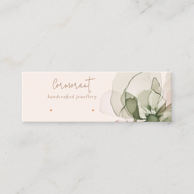 Chic Blush Pink Green Blume Stuhlvorführung Anzeig Mini Visitenkarte (Vorderseite)