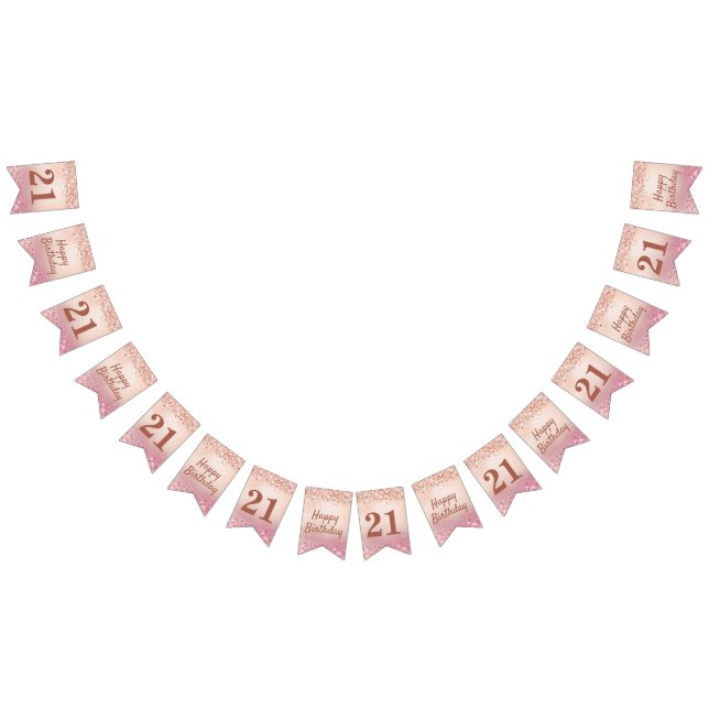 Chic Blush Pink Holo Glitzer Geburtstag Wimpelkette (Alle)