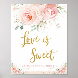 Chic Blush Pink Liebe Blütengrün ist Sweet Nehmen  Poster