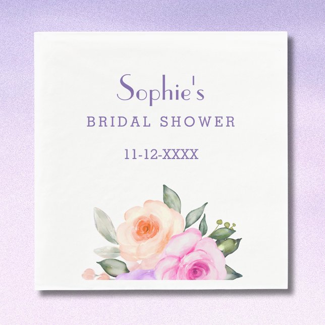 Chic Blush Pink Lilac Bright Rose Brautparty Serviette (Von Creator hochgeladen)