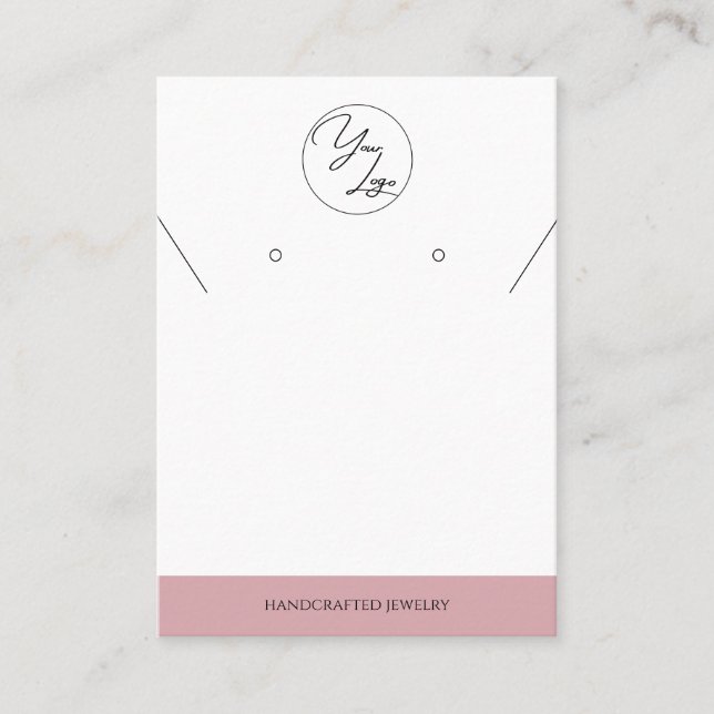 Chic Blush Pink | Logo-Schmuckkarte Telefonnummerkarte (Vorderseite)