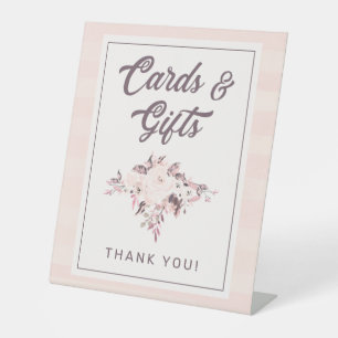 Chic Blush Pink Mauve & Peach Blumenkarten & Gesch Sockelschild