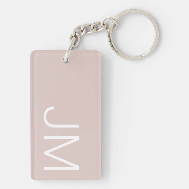 Chic Blush Pink Oversified Mit Monogramm Initials Schlüsselanhänger (Rückseite)