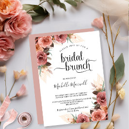 Chic Blush Pink Pampas Grass Bridal Brunch Einladung