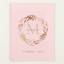 Chic Blush Pink Rose Gold Custom Monogram