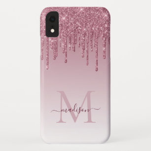 Chic Blush Pink Rose Gold Glitzer Sparkline Monogr Case-Mate iPhone Hülle