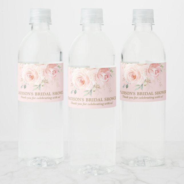 Chic Blush Pink Roses Floral Baby Brautparty Wine (Flaschen)