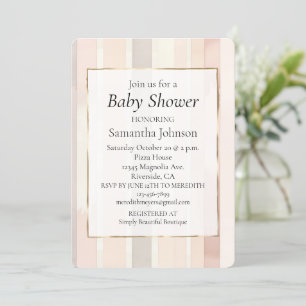 Chic Blush Pink Stripes Babydusche Einladung