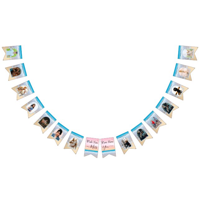 Chic Blush Pink Sunset Beach Hochzeit Wimpelkette (Alle)