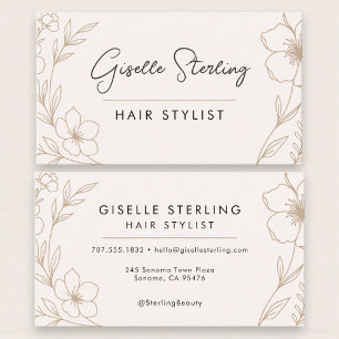 Chic Blush Pink und schwarzer Friseur-Stylist Visitenkarte