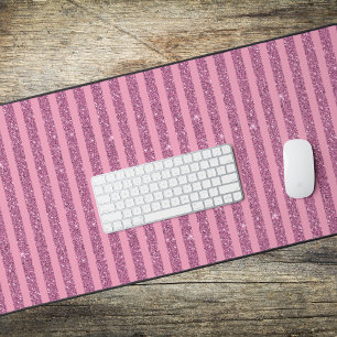 Chic Blush Rosa Glitter Style Vertikale Streifen Schreibtischunterlage