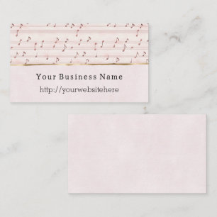 Chic Blush Rosa Musiknoten Firmenname Webseite Visitenkarte