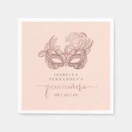 Chic Blush & Rose Goldene Fossilienmuseum Quinceañ Serviette