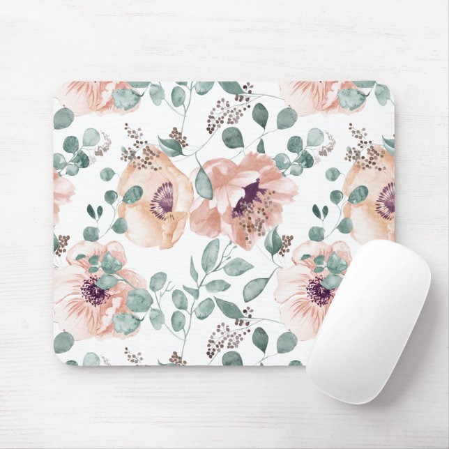 Chic Blush Watercolor-Blume Mousepad (Mit Mouse)