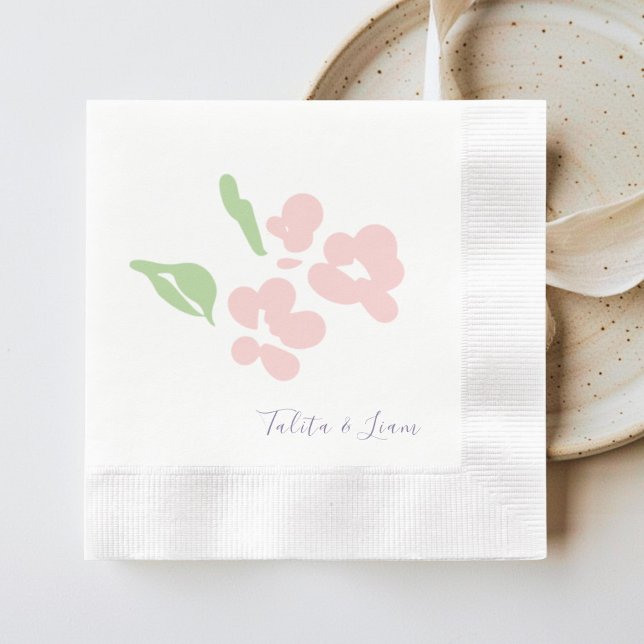 Chic Blush Watercolor Blumen bedruckter Papiertisc Serviette (Von Creator hochgeladen)