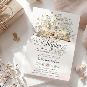 Chic Blush Wildblume Buch Neues Kapitel Kinderdusc Einladung