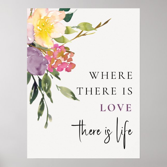 Chic Blush Yellow Burgundy Liebe ist Leben Poster (Vorne)