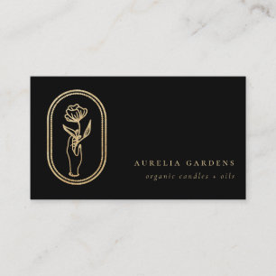 Chic Bohème Golden Floral Logo Carte de visite