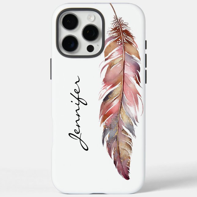 Chic Bohemisch Native American Feather iPhone 16 Pro Max Hülle (Rückseite)