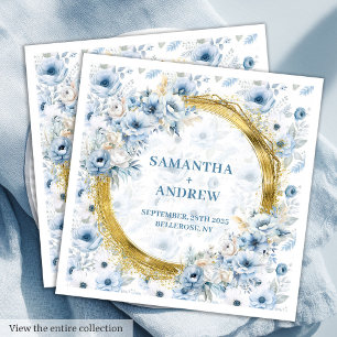 Chic Bohemisch Pastel Blue Gold Sparkle Hochzeit N Serviette
